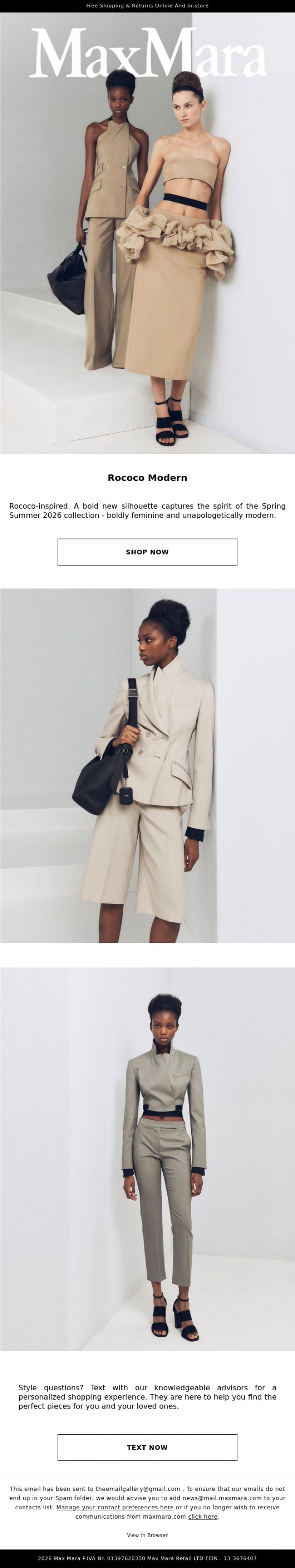 Email Design Inspiration from Max Mara, The Spring Summer 2026 Collection