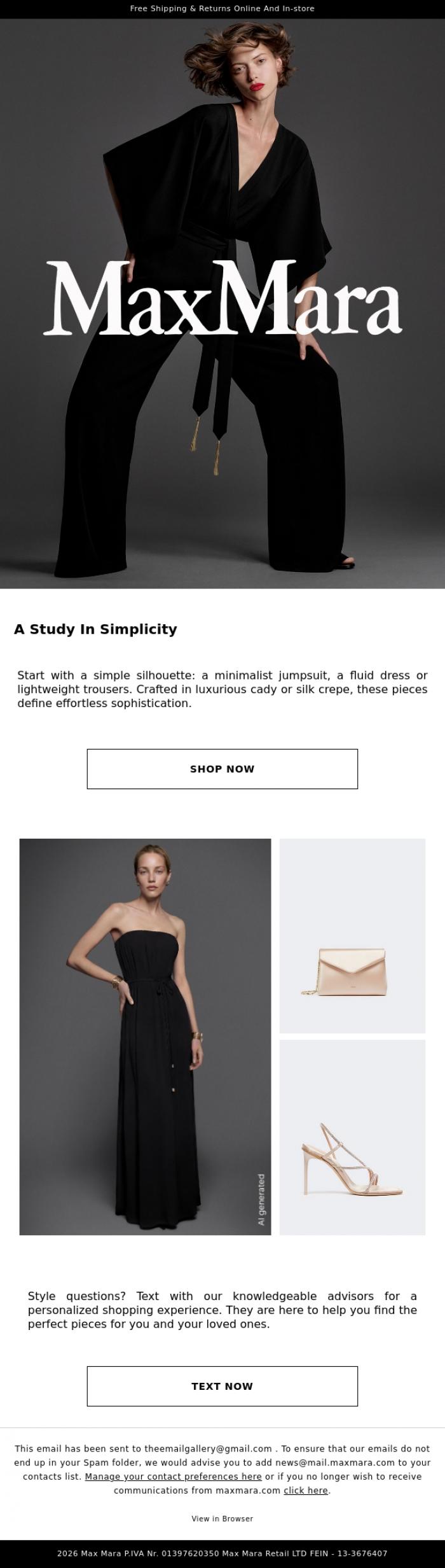 Email Design Inspiration from Max Mara, Style Inspiration