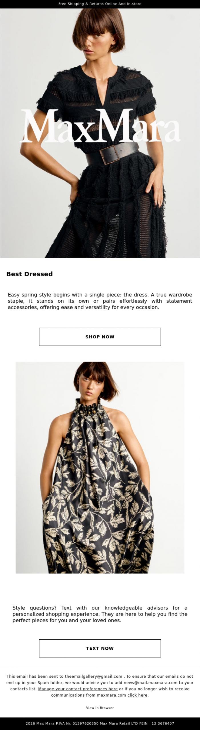 Email Design Inspiration from Max Mara, Spring Dresses Made Easy
