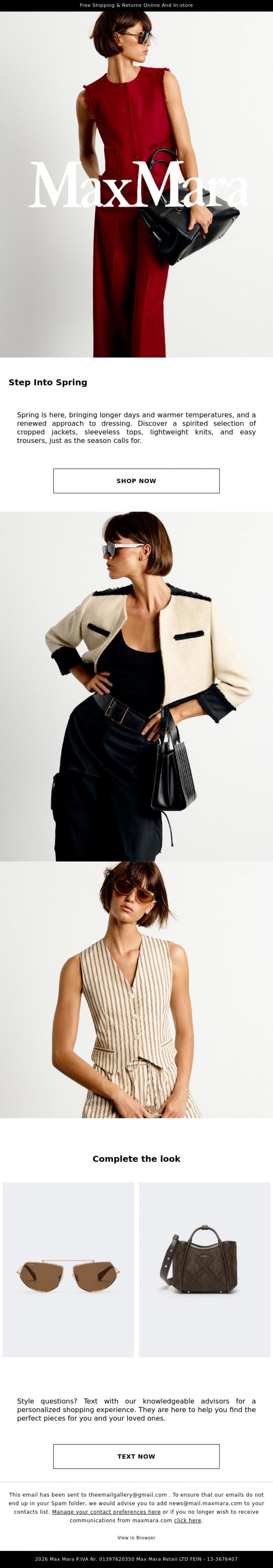 Email Design Inspiration from Max Mara, Your Seasonal Wardrobe