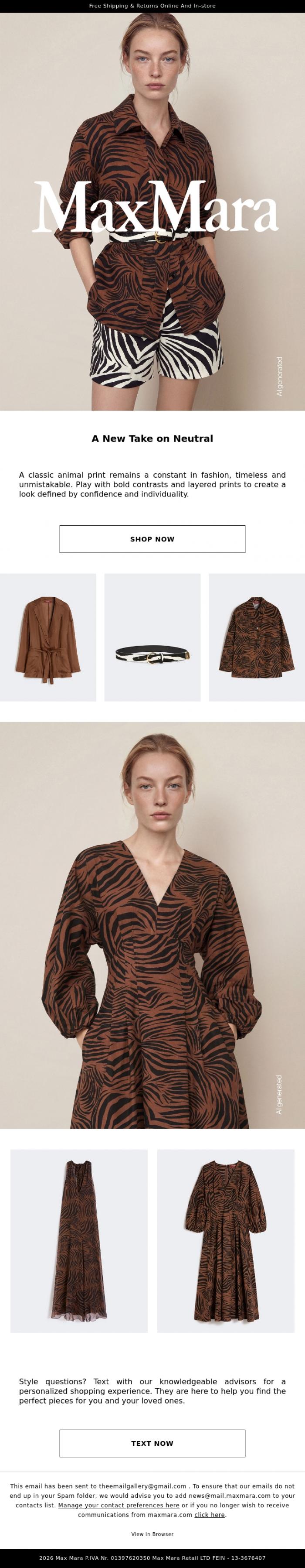 Email Design Inspiration from Max Mara, The Power of Prints
