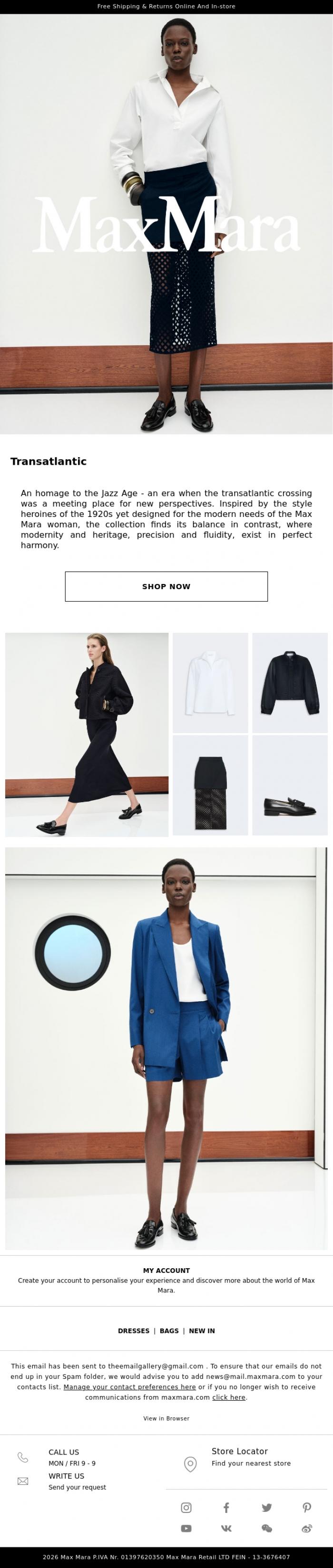 Email Design Inspiration from Max Mara, Pre-Fall 2026