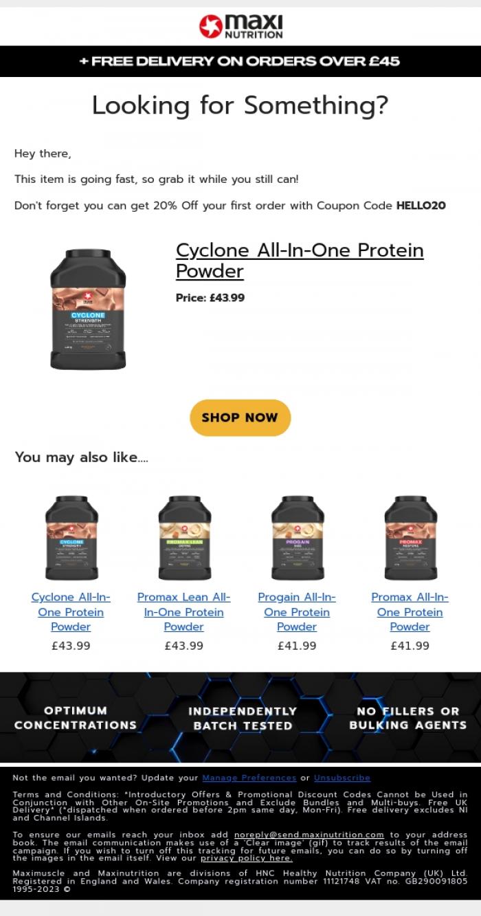 Email Design Inspiration from MaxiNutrition, Did you see something you liked?