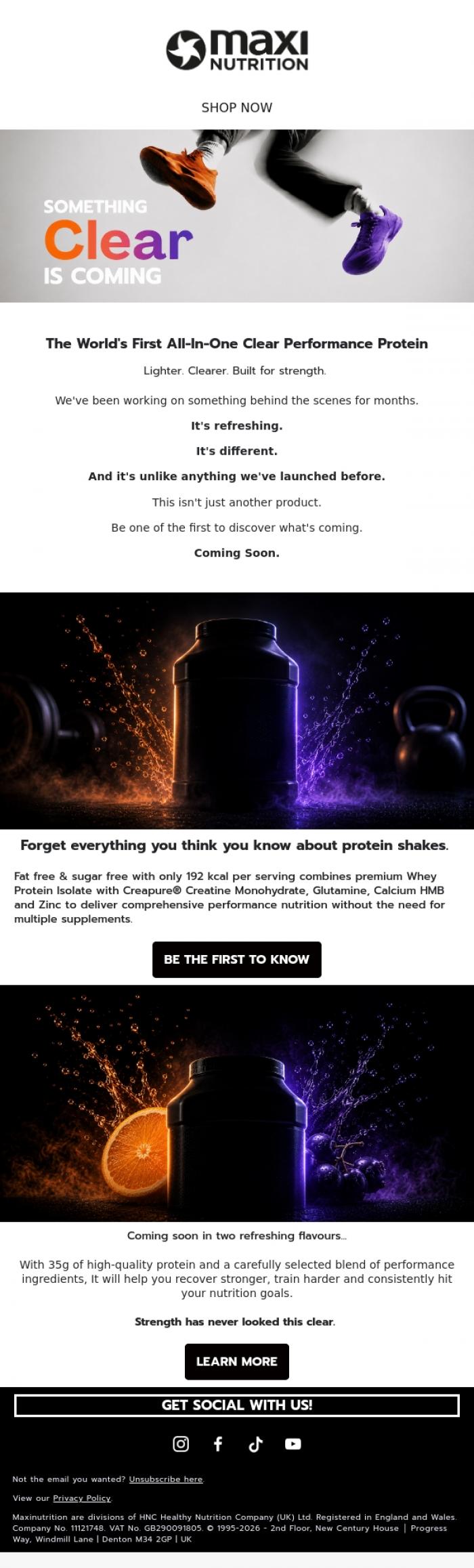 Email Design Inspiration from MaxiNutrition, 🚀 Hey , Change is Coming!