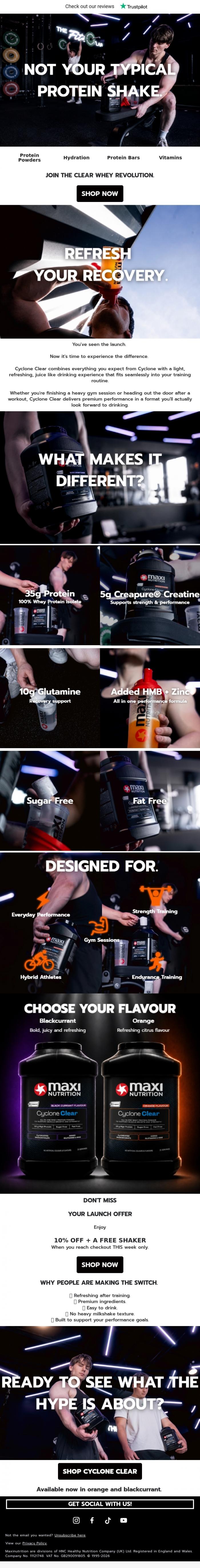 Email Design Inspiration from MaxiNutrition, There's A Reason It's Selling Fast