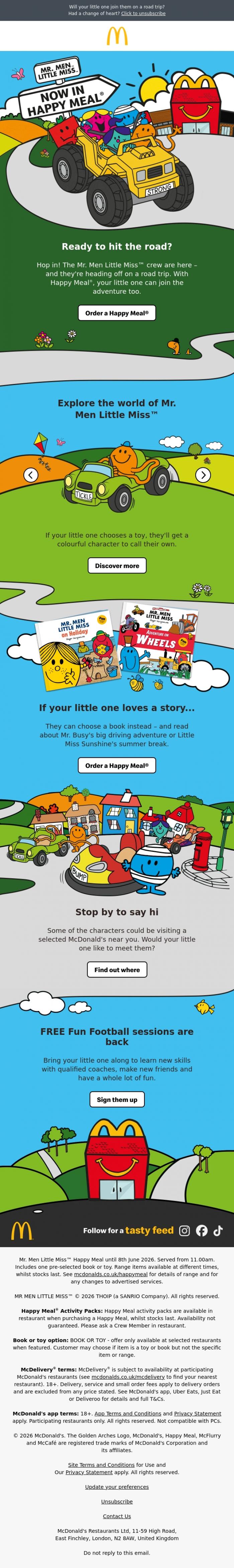 Email Design Inspiration from McDonald's, Mr. Men Little Miss&trade; are now in Happy Meal&reg; 💜