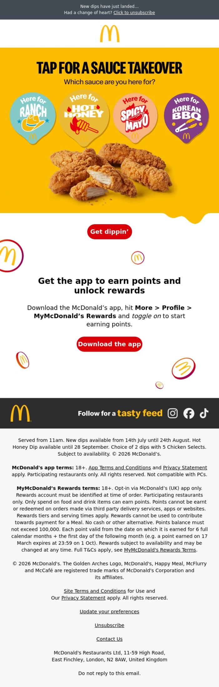 Email Design Inspiration from McDonald's, It's the summer of SAUCE 🔴