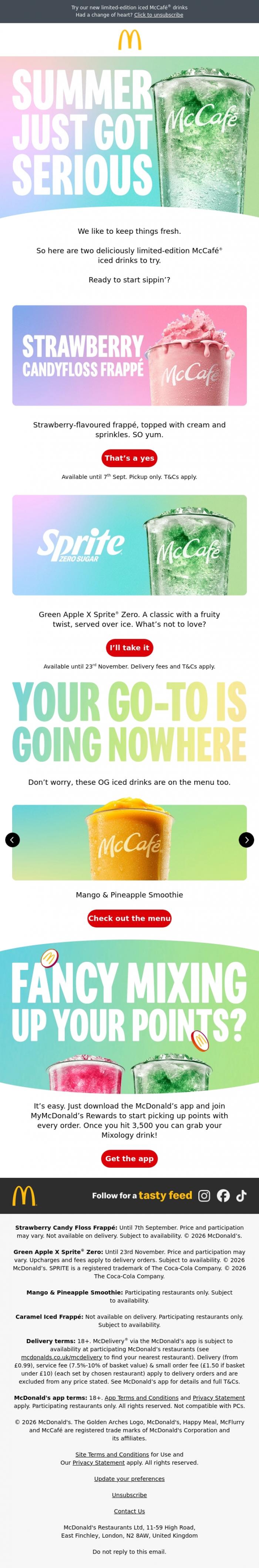 Email Design Inspiration from McDonald's, Tastes like... summer