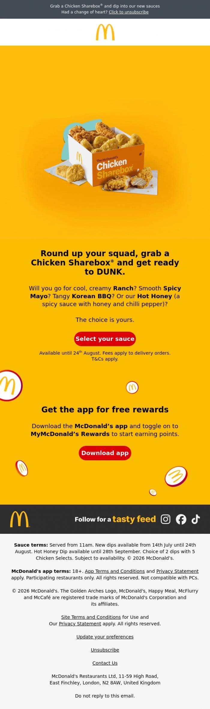 Email Design Inspiration from McDonald's, A summer of sauce AND sharing 🫶
