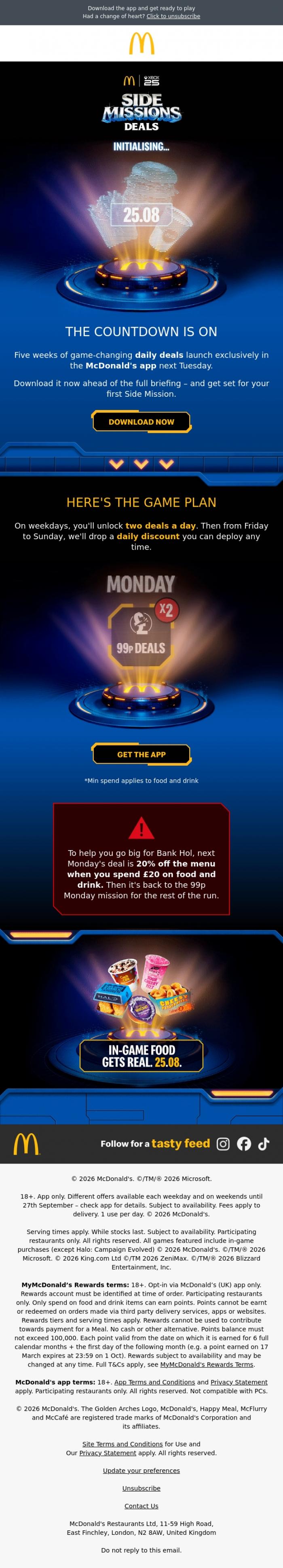 Email Design Inspiration from McDonald's, Deals dropping DAILY from 25.08 🕹️​ 