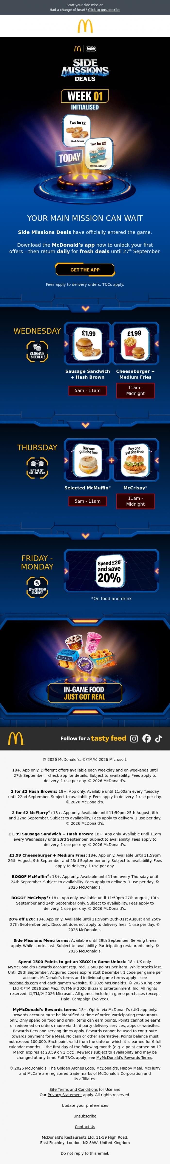 Email Design Inspiration from McDonald's, Daily deals have DROPPED 🕹️​