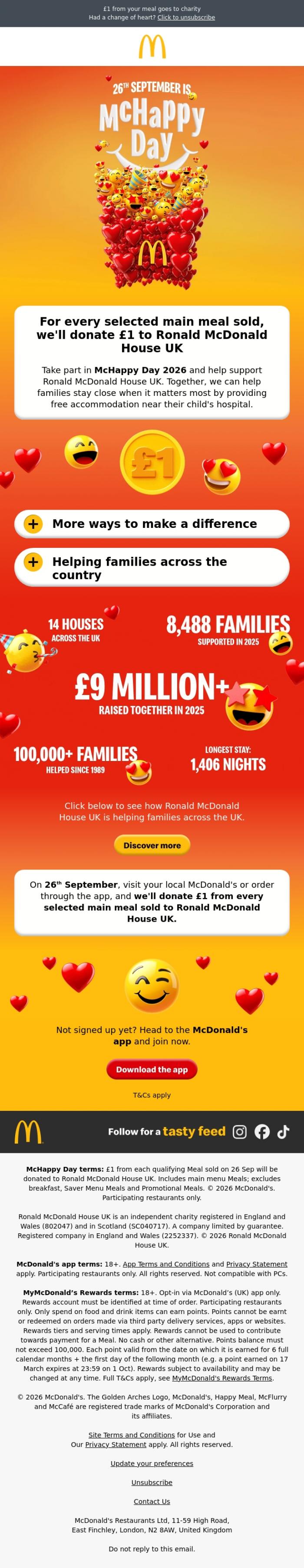 Email Design Inspiration from McDonald's, 🎉 Make a difference this McHappy Day 🎉