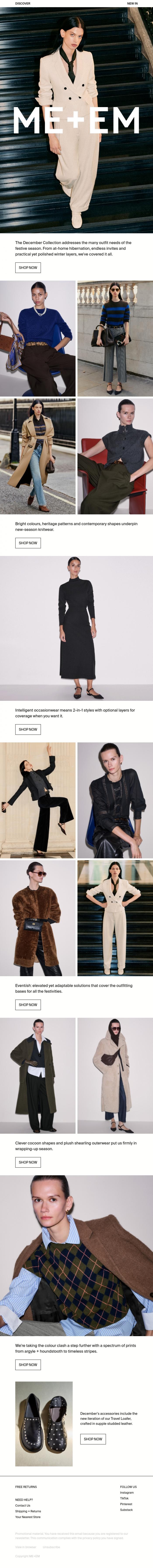 Email Design Inspiration from ME+EM, Just Landed | The December Collection