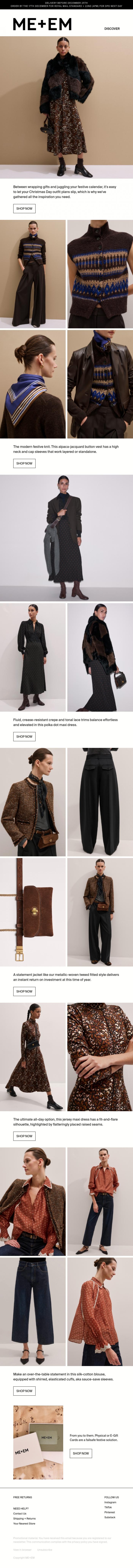Email Design Inspiration from ME+EM, New | Your Christmas Day In Outfits