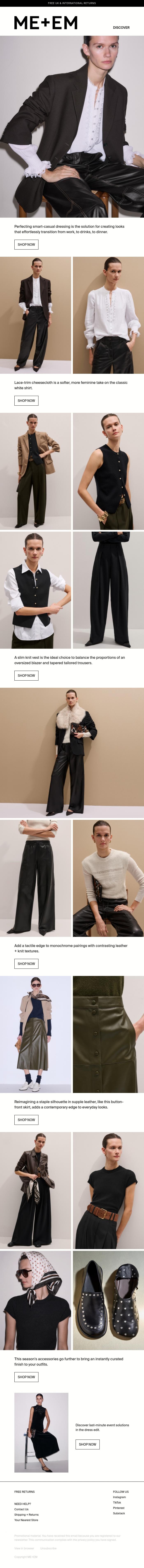 Email Design Inspiration from ME+EM, New In | Elevated + Effortless Looks
