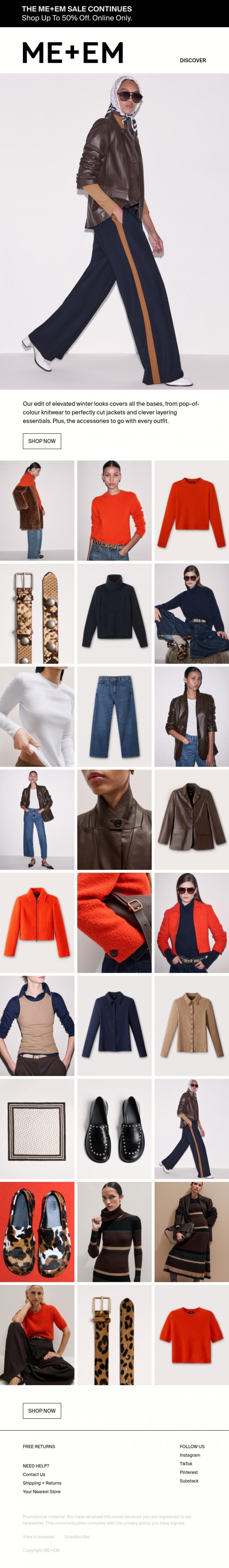 Email Design Inspiration from ME+EM, New | Elevated Winter Looks