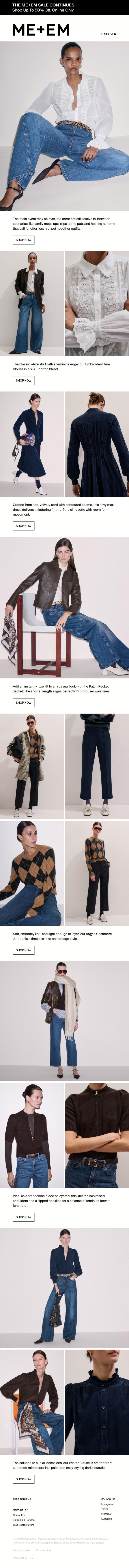 Email Design Inspiration from ME+EM, New | 6 Effortless Outfits