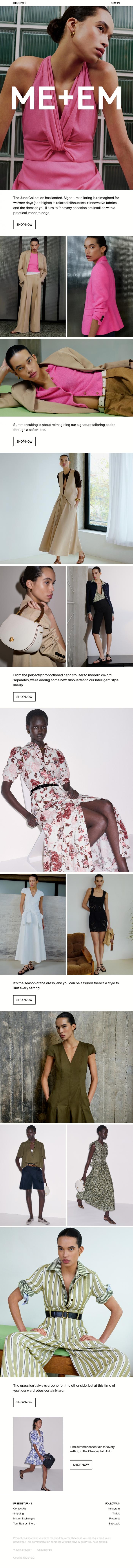 Email Design Inspiration from ME+EM, Just Landed | The June Collection
