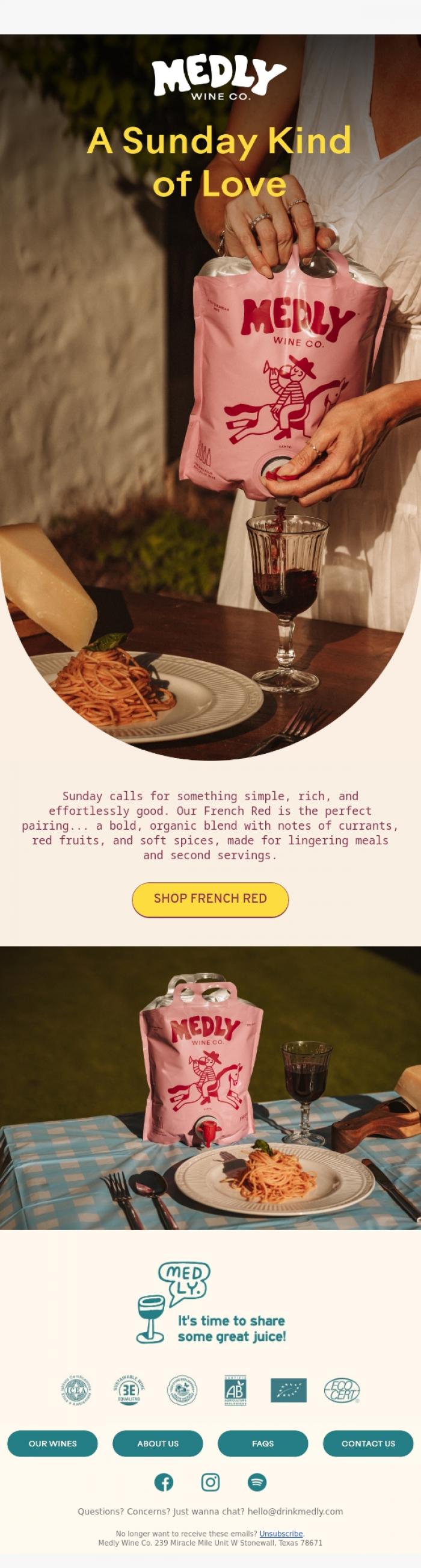 Email Design Inspiration from Medly, We hope your Sunday looks a little like this...
