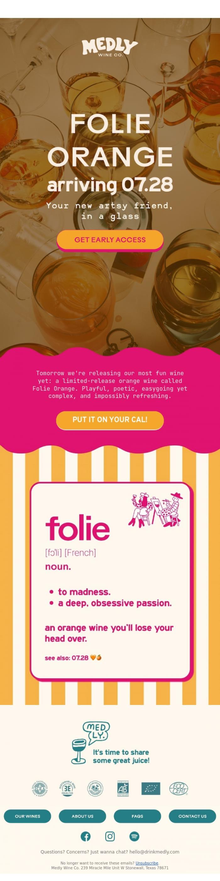 Email Design Inspiration from Medly, TOMORROW: FOLIE ORANGE 🍊