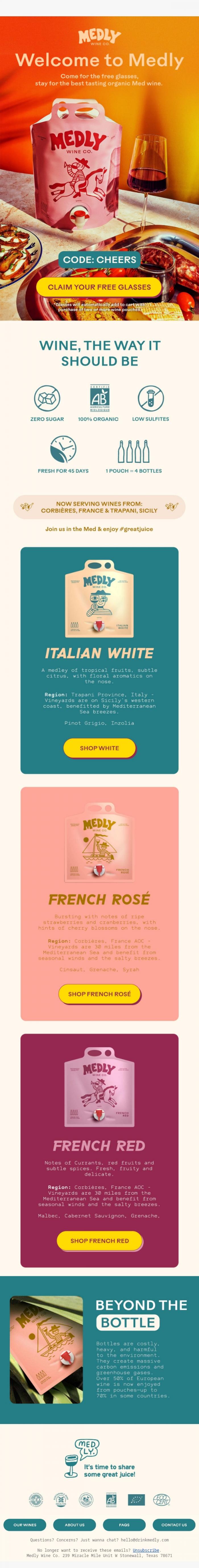 Email Design Inspiration from Medly, You have free glasses waiting...