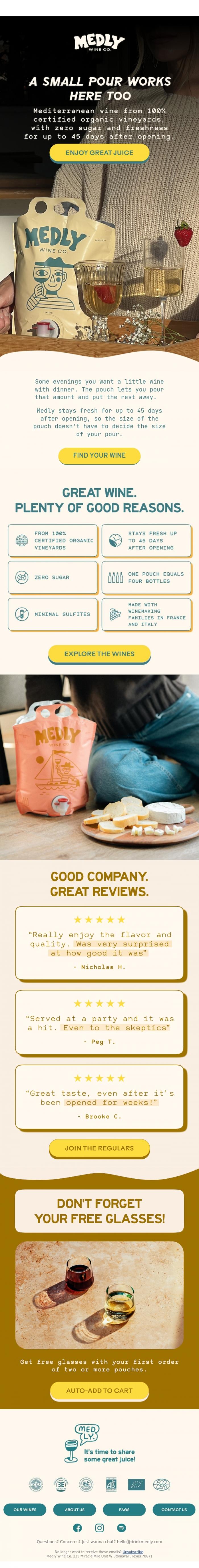 Email Design Inspiration from Medly, 🍷 you choose how much to pour