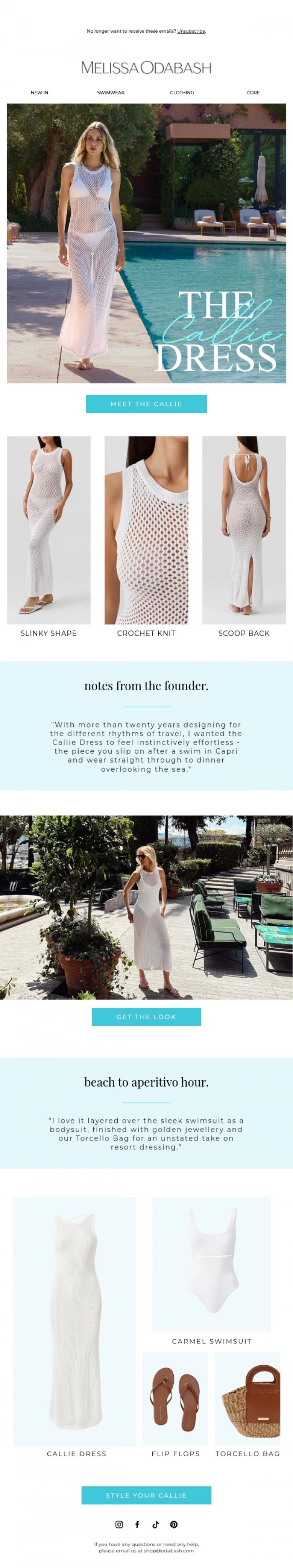 Email Design Inspiration from Melissa Odabash, Meet the Callie Dress