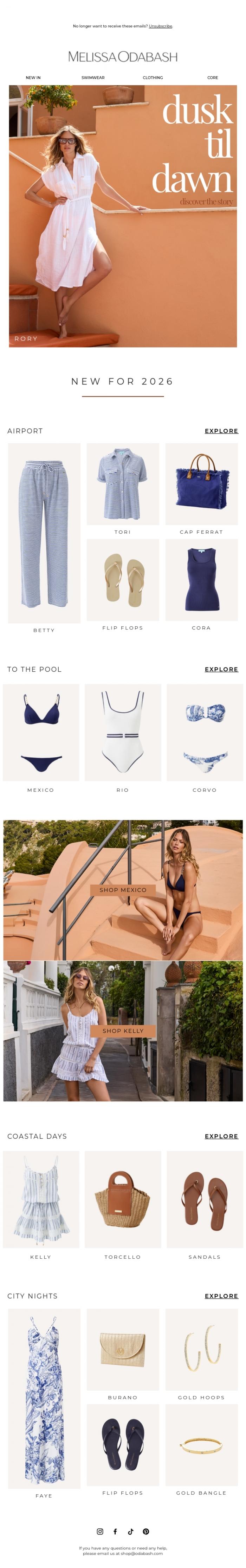 Email Design Inspiration from Melissa Odabash, Dusk til Dawn Dressing