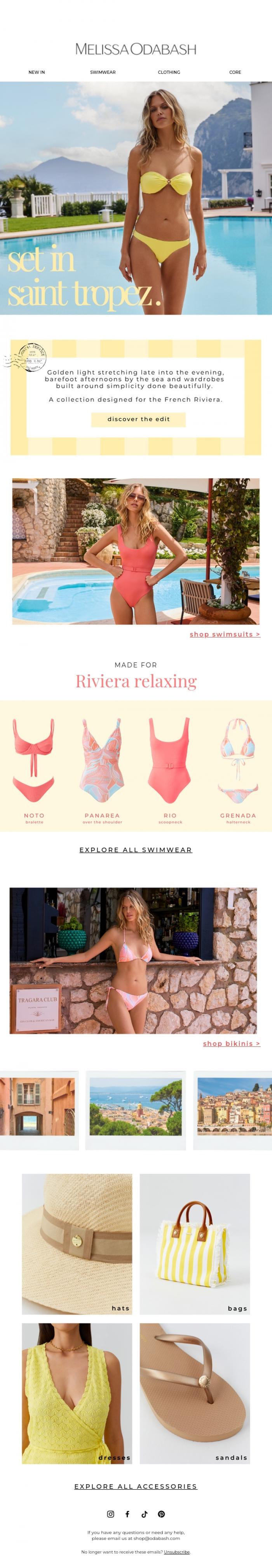 Email Design Inspiration from Melissa Odabash, Set In St Tropez