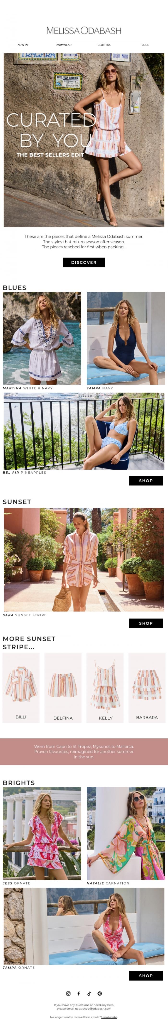 Email Design Inspiration from Melissa Odabash, Our Most Wanted Pieces