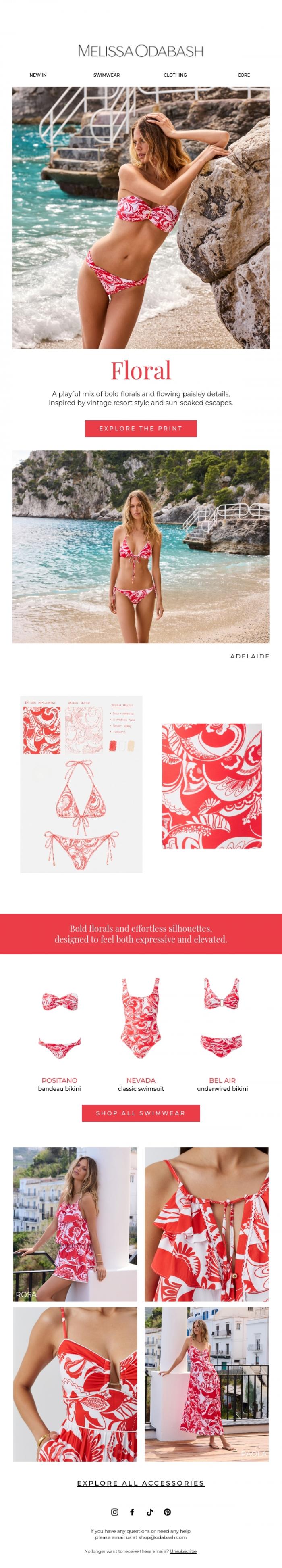 Email Design Inspiration from Melissa Odabash, Meet The Floral Print Of Summer