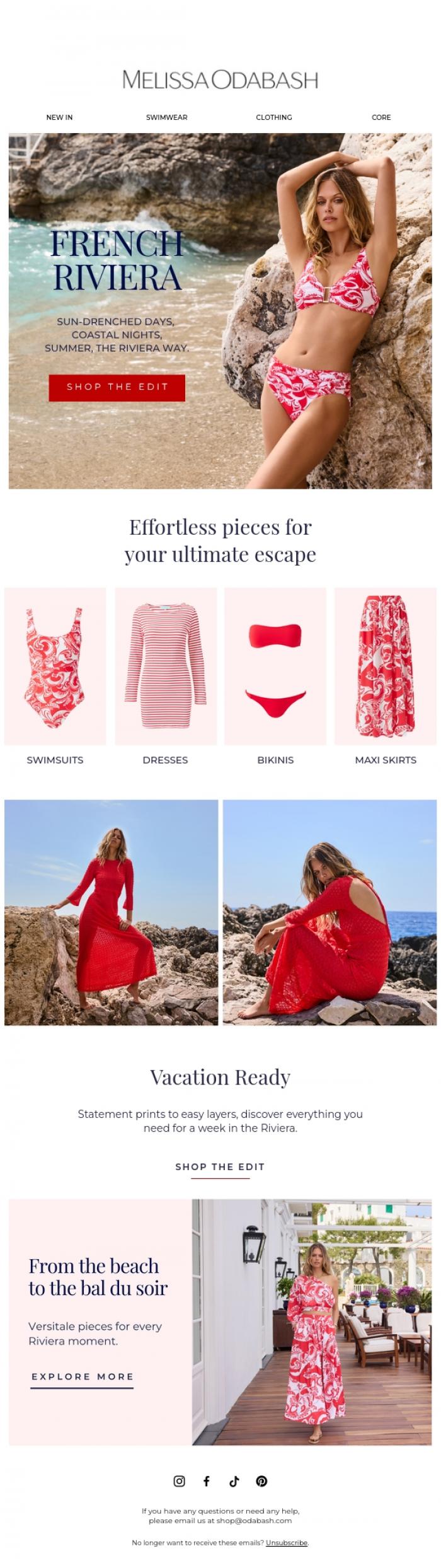 Email Design Inspiration from Melissa Odabash, Escape To The French Riviera