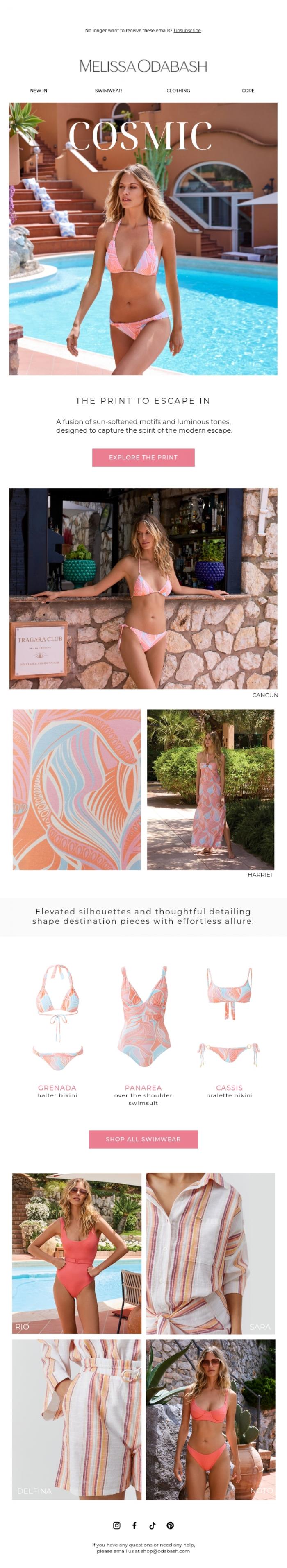 Email Design Inspiration from Melissa Odabash, A Print To Escape In