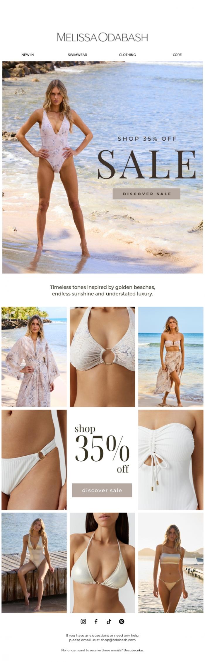 Email Design Inspiration from Melissa Odabash, The Summer Sale: 35% Off