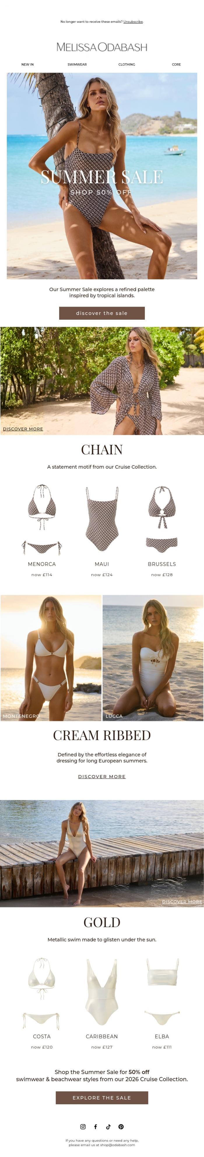 Email Design Inspiration from Melissa Odabash, The Sale Just Got Better