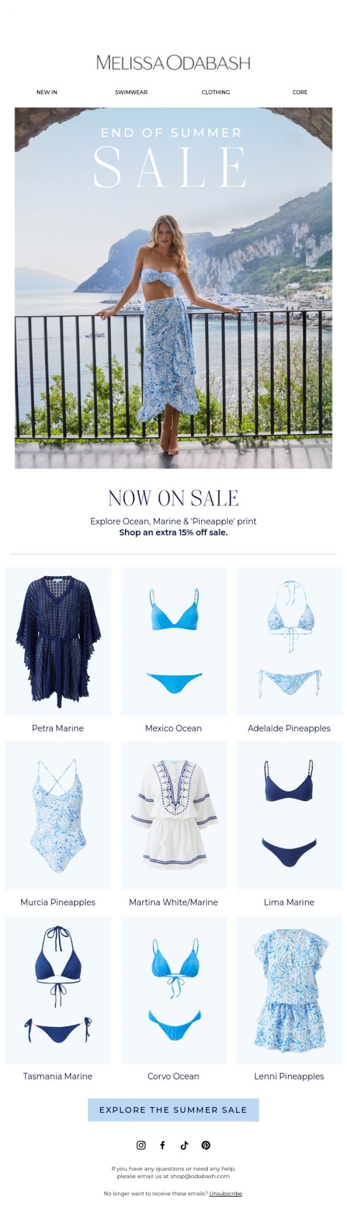Email Design Inspiration from Melissa Odabash, Our Sale is On Sale