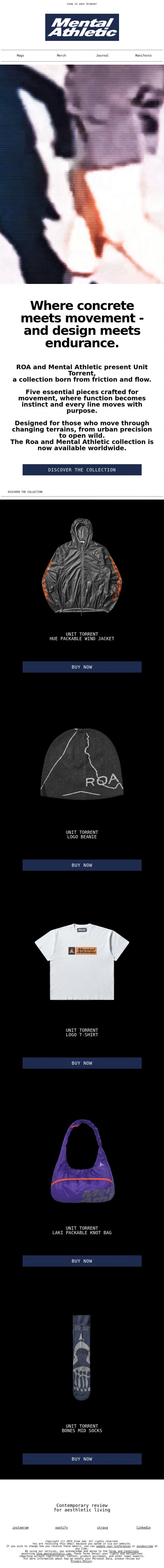 Email Design Inspiration from Mental Athletic, ROA and Mental Athletic - Global Launch Now Live