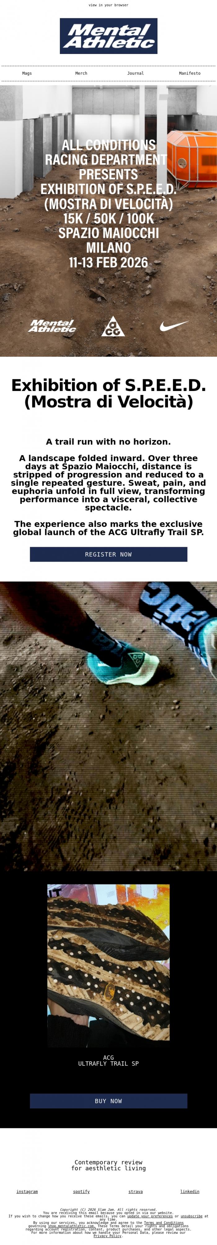 Email Design Inspiration from Mental Athletic, Exhibition of S.P.E.E.D.