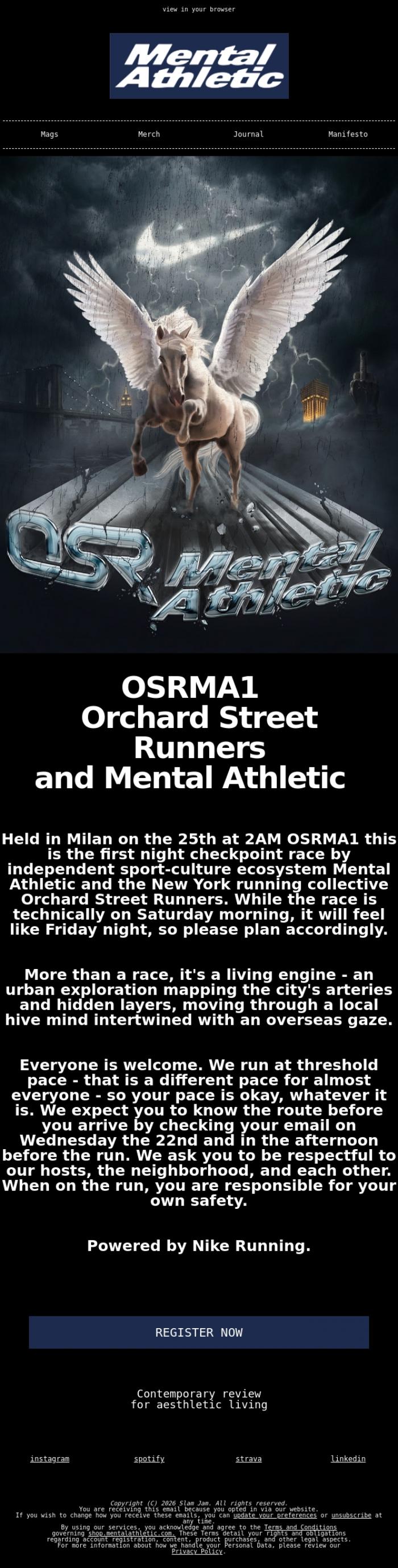 Email Design Inspiration from Mental Athletic, OSRMA1 - by Orchard Street Runners and Mental Athletic