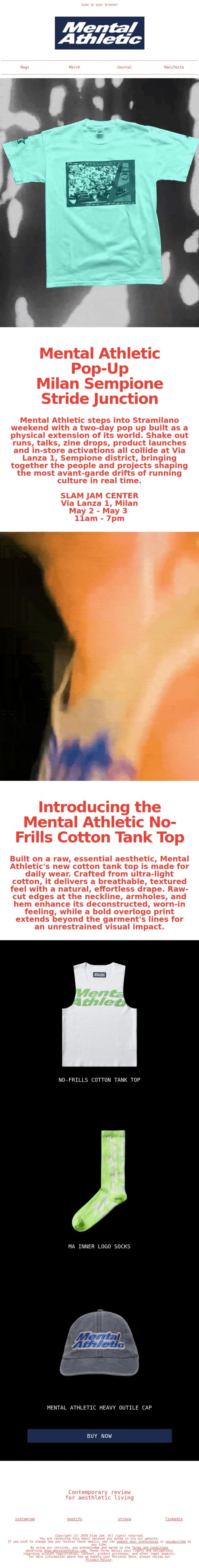 Email Design Inspiration from Mental Athletic, Mental Athletic Pop-Up in Milan