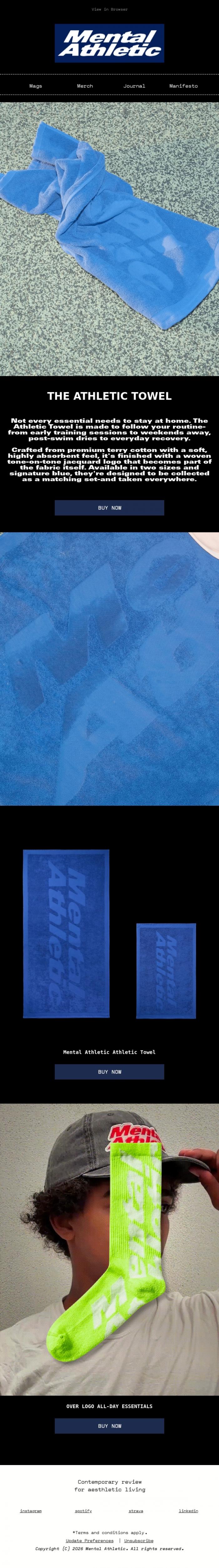 Email Design Inspiration from Mental Athletic, Introducing the Athletic Towel