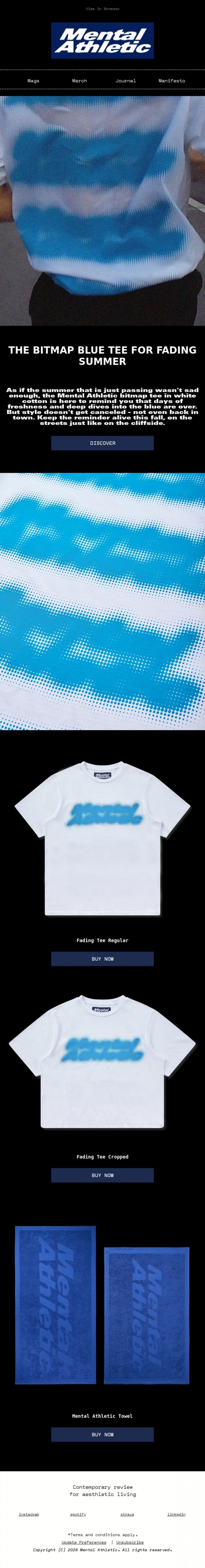 Email Design Inspiration from Mental Athletic, Sadly Back In Town? Keep It Cool