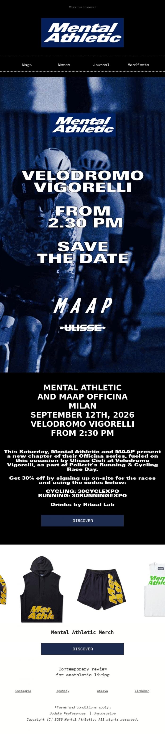 Email Design Inspiration from Mental Athletic, Saturday in Milan