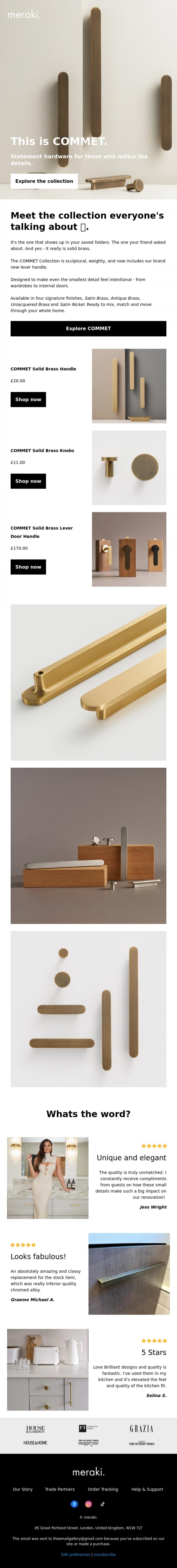 Email Design Inspiration from meraki., The collection that always gets compliments 🌟