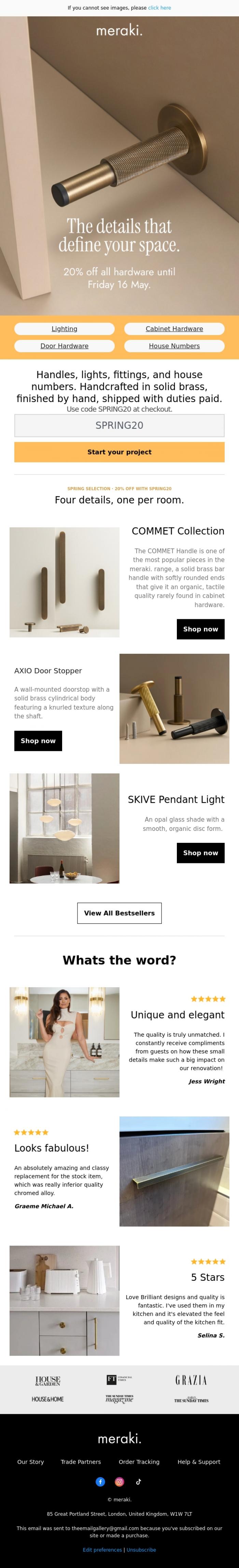 Email Design Inspiration from meraki., The details that define your space