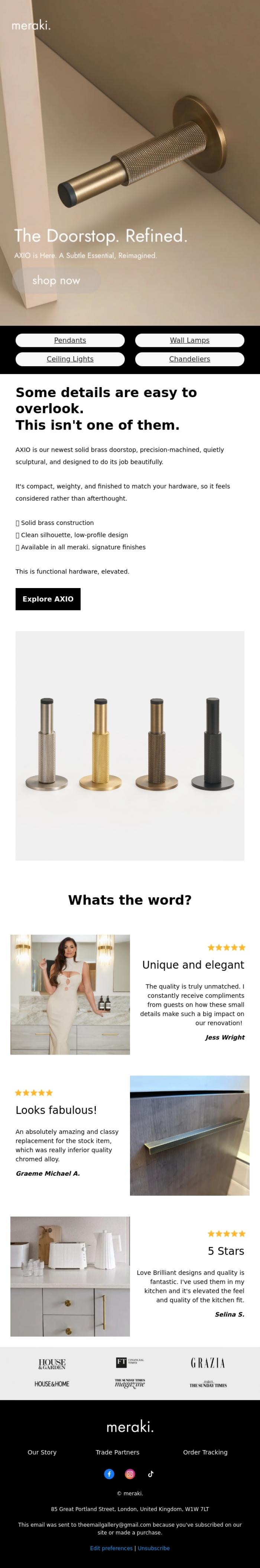 Email Design Inspiration from meraki., AXIO: A Quiet Upgrade with Impact