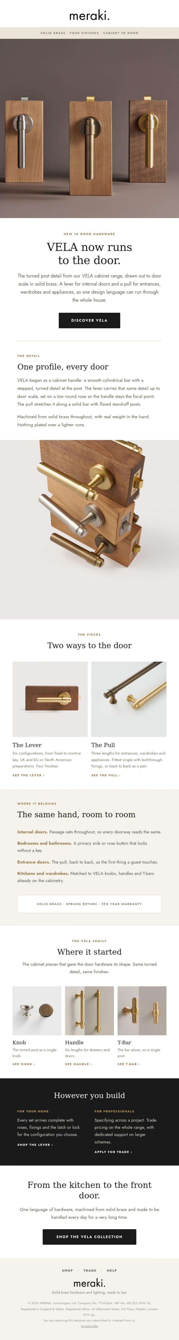 Email Design Inspiration from meraki., NEW: VELA Handles