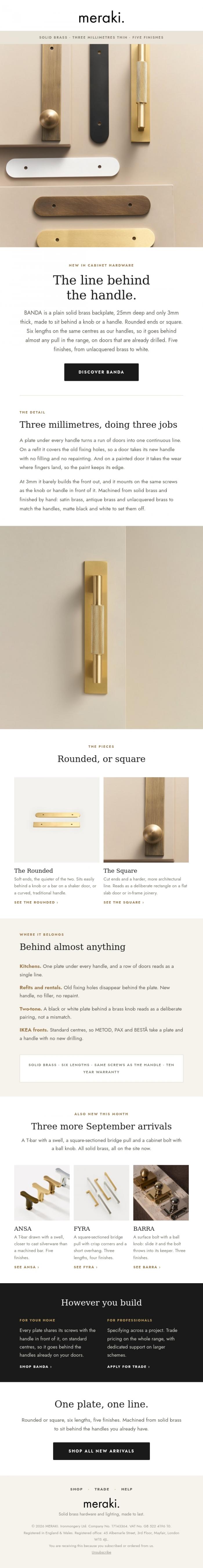 Email Design Inspiration from meraki., New: BANDA, the line behind the handle