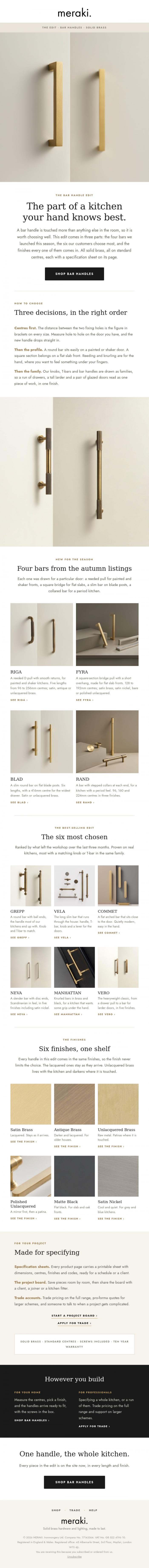 Email Design Inspiration from meraki., The bar handle edit