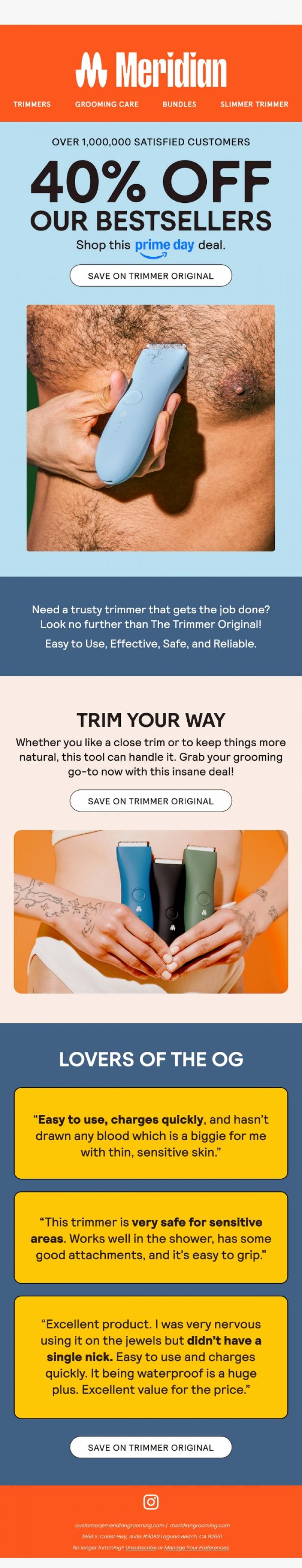 Email Design Inspiration from Meridian, Exclusive Prime Day Savings! 🎉